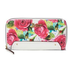 Juicy Couture Off The Chain Large Zip Around Malibu Rose White Multi/White